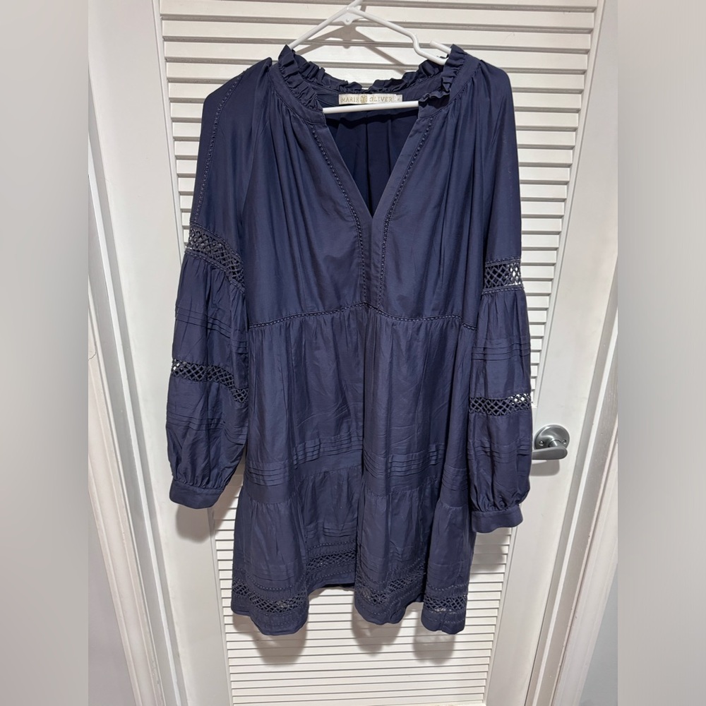 MARIE OLIVER Sheridan Dress In Oxford Blue - Great Condition XL
